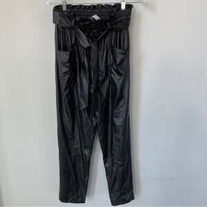 Ramy Brook Black Faux Leather Paper Bag Waist Pants Size S